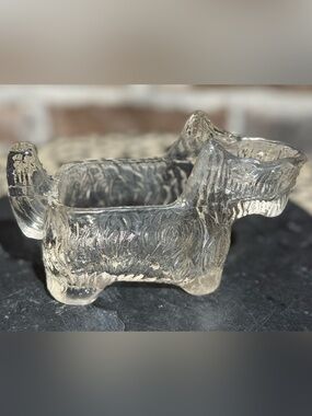 Vintage LE Smith Scottie Terrier Dog Pressed Glass Creamer Candy Dish 1930s